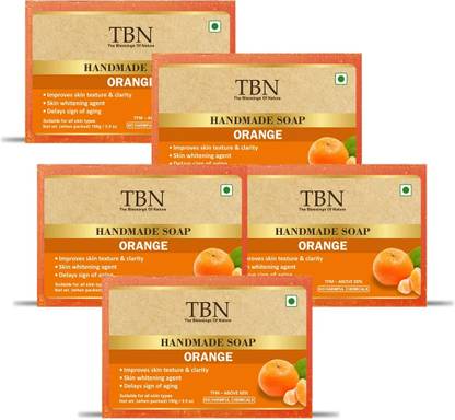 TBN 100% Pure & Natural Orange Face & Body Soap for Skin Brightening, Pigment