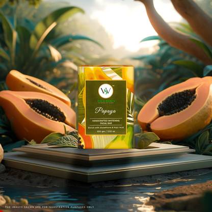 WISE & SECRETS Papaya Whitening Facial Bar Soap - 100g | Handcrafted for Radiant Skin "