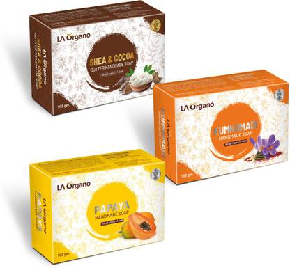 LA Organo Cocoa Butter, Kumkumadi & Papaya Natural Handmade Bath Soap