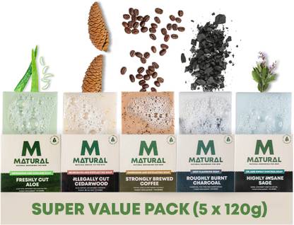 MATURAL All Natural Handmade Bar Soap For Men, Super Value Combo of All 5 Organic Soaps