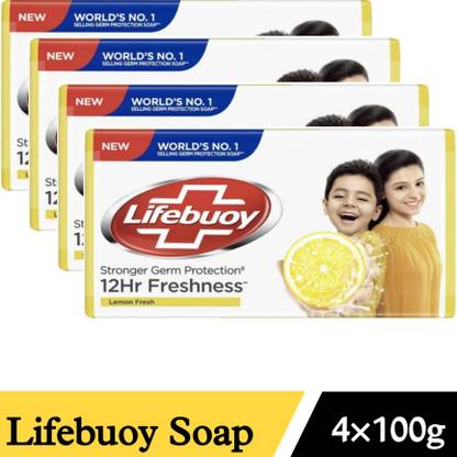 LIFEBUOY Lemon Fresh Soap, #@(4x100g, Pack of 4) with New Vrision