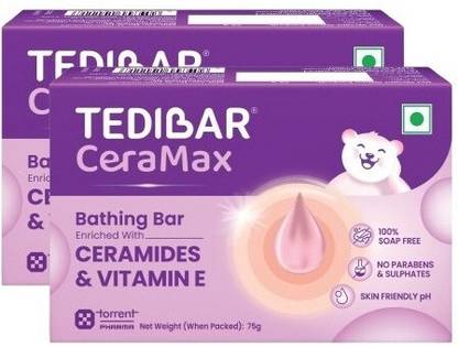 Tedibar Ceramax Bathing Bar | Enriched |100% Soap Free| By Torrent Pharma | 75 g x 2
