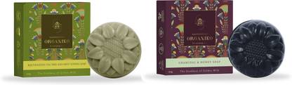 organiko Beautifying Life Skin Care Nourishing Deep Cleansing Soap For All Skin Types Combo (Tea Tree + Charcoal)