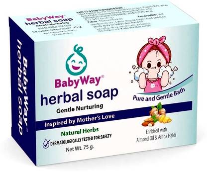 BABYWAY herbal baby soap, natural herbs & inspired by monther's love soap 75gm, 6pcs.