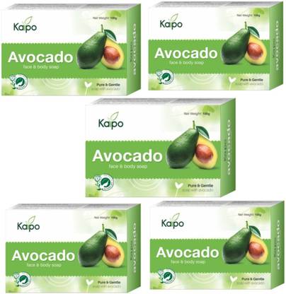 KAIPO Avocado Soap with Cucumber Extracts,Vegetable Oils for Great Effect (5 Pack)