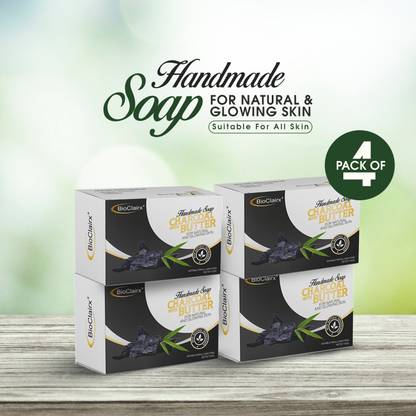 BioClairx PACK OF 4 CHARCOAL WITH COCOA BUTTER SOAP