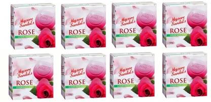 MYSORE SANDAL Rose Luxury Bath Soaps 150gm Pack of 8