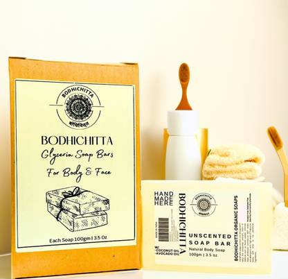 Bodhichitta Handcrafted Unscented Moisturizing Glycerin Bathing Bar for Body & Face Set of 5