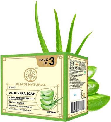KHADI NATURAL Aloe Vera Soap (Pack of 3)|Cleansing|Remove Dead Skin|Anti-acne