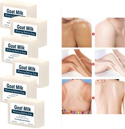CHITAAKSH Goat Milk Whitening Soap with Kojic Acid and Shea Butter (6 Pcs)