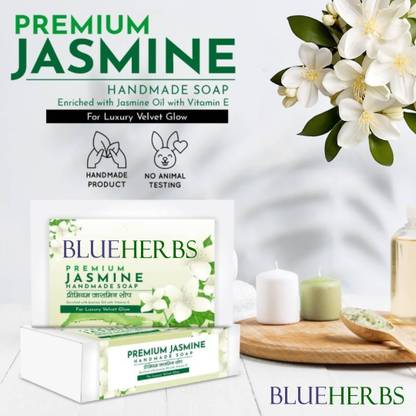 BLUEHERBS Natural Jasmin flower soap for smooth face and body skin care