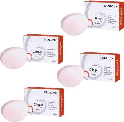 clin look CLINGEL SOAP FOR ACNE & PIMPLE BACTERIAL FREE SKIN PACK OF 4