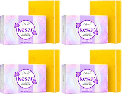 ellara Handmade Kesar Soap For Fairness Natural & Glowing Skin (Pack of 4)