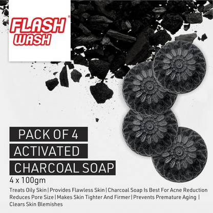 FLASH WASH charcol soap-100% vegan/paraben free/African black soap With activated charcoal