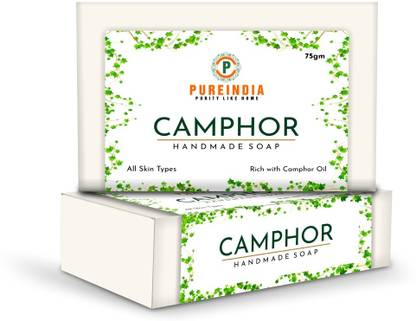 pureindia Handmade Camphor Soap All day freshness For Body And Face- Pack Of 1, 100g