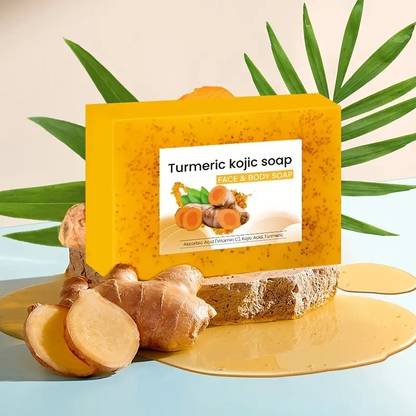 youmore Turmeric Kojic Acid Soap Bar, Skin Lightening Soap,Turmeric Brightening Soap