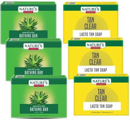 Nature's Essence TAN CLEAR LACTO TAN SOAP+PROTECTING ALOEVERA SOAP 75GX6(60MRPX6)