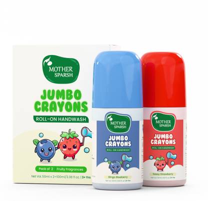 Mother Sparsh Jumbo Crayon Roll On Hand Wash for Kids: Strawberry & Blueberry,Portable Hygiene