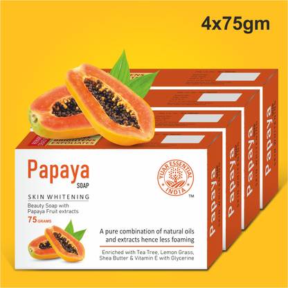 YUAR ESSENTIAL Hand Made Papaya Skin Whitening Soap For All Skin Type PACK OF 4