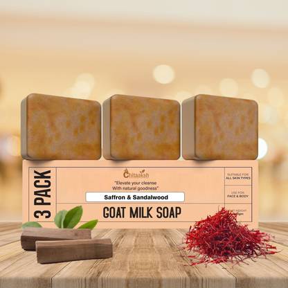 CHITAKSH Magic Goat Milk Soap Sandalwood & Saffron – Hydrating & Smoothing Bath Soap