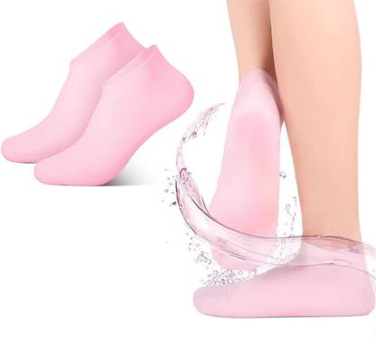 PUHBRHY 1 Pair Silicone Moisturizing Foot/Soft Gel/Aloe Socks Women Spa Pedicure Socks Wet and Dry Glove