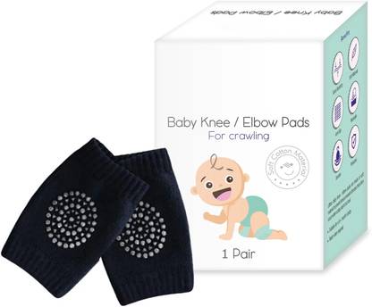 GOLDINKS Soft Baby Knee Pads for Crawling – Non-Slip, Comfortable & Adjustable Protection Black Baby Knee Pads