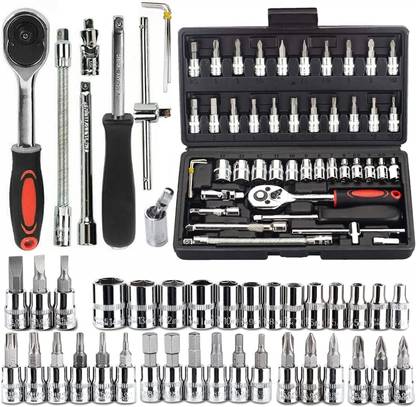 Catron 46 In 1 Pcs Tool Kit & Hand Multi Purpose Tool Wrench Combination Tool Set Socket Set