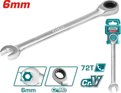 TOTAL 6mm Ratchet Spanner, 72T Ratchet Spanner with Chrome Plated and Matt Finished Socket Set