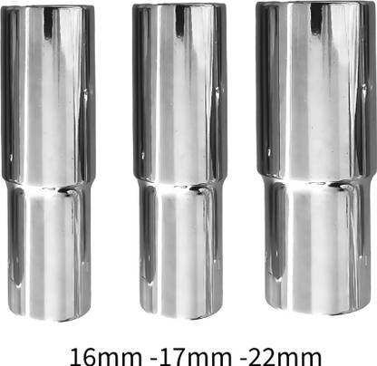 4MECH 16mm + 17mm + 22mm Hex Long Chrome Vanadium Steel Anti Rust Socket Set