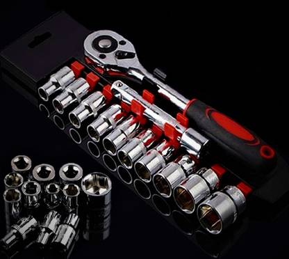 XDLB Professional 1/2 Ratchet Wrench Set- Chrome Vanadium Socket Spanner 1/2 Inch Socket Spanner Wrench Kit Single Sided Rachet Wrench