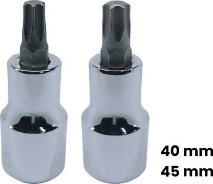 4MECH T-40+T-45, Hardened Chrome Vanadium Steel, Torx Bit Socket Socket Set