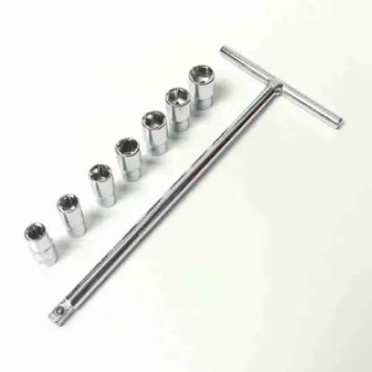 GrabMoor GM-8S 1/4" Drive T-Handle Socket Set with 7mm, 8mm, 9mm, 10mm, 11mm, 12mm, 13mm Socket Set