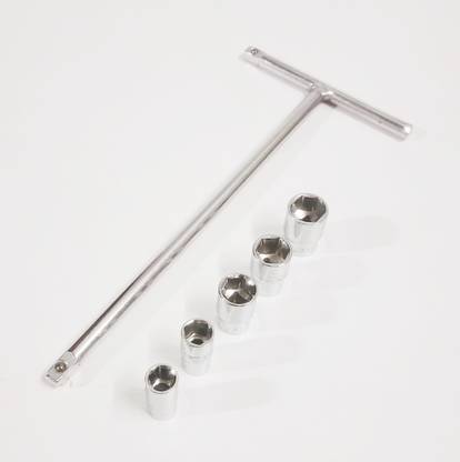 4MECH 1/4" Drive DH-813, T-Handle Socket Set with (8, 10, 11, 12, 13 mm) 5 Sockets सॉकेट सेट