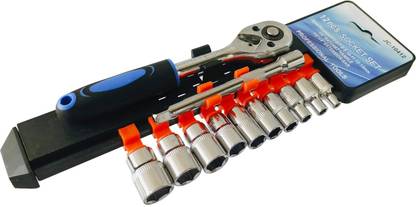 Inditrust Ratchet 1/4 inch Hexagon socket 12pc set Chrome Vanadium Steel Spanner Tool kit Socket Set