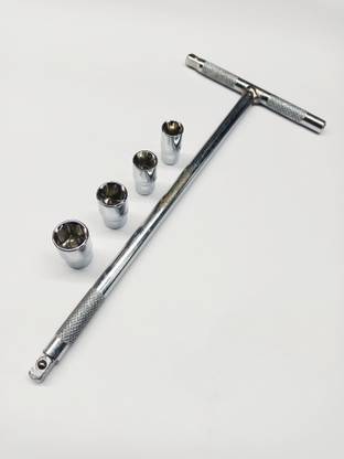 4MECH 8mm 9mm 10mm and 11mm Socket Set, T Handle with 1/4 Drive 4 Socket Set