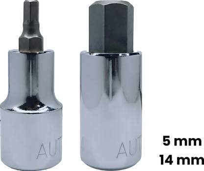 4MECH 1/2" Drive 5mm + 14, Hardened CR-V Steel, Hex-Allen-Bit Socket Vehicle Tool Kit