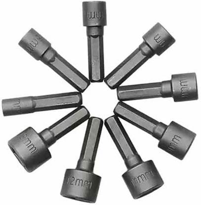 Bluedeal 1/4"" Hex Shank Power Nut Driver Drill Bit Socket Wrench Screw 5-13mm Magnetic 9pcs 1/4"" Hex Shank Power Drill Bit Socket Wrench Screw 5-13mm