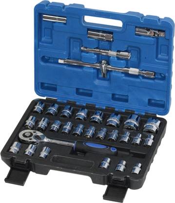 Digital Craft 32pcs/set Professional Wrench Socket Set Hardware Car Boat Motorcycle Repairing Tools Kit Multitool Hand Tools Car-Styling with Plastic Toolbox Storage Case Socket Set
