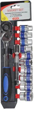 Digital Craft 12Pc Crv Quick Release Reversible Ratchet Socket Wrench Set Tools With Hanging Rack 1/2" Drive Sockets Set Socket Set