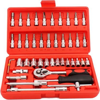 KASHTHBHANJAN 46 in 1 tool kit tools set pcs socket wrench combination auto repairing Socket Set