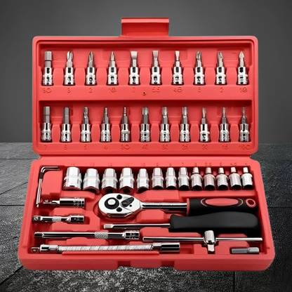 Dazzel Flex 46Pcs All Purpose 1/4"inch Ratchet Socket Socket Set