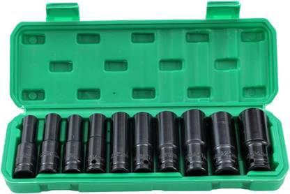 ADAWAT 10 Pieces Deep Impact Socket Set 1/2-Inch Hex Socket Set