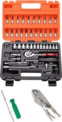 Digital Craft 46PC Socket Set ,6Inch 2 In 1 Screw Driver,10"Inch Lock Plier Socket Set