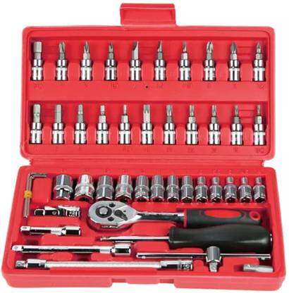 PAPU PAPU 46 Pieces Spanner Socket Combination Tool Kit & Screwdriver Set, Wrench Socket Set