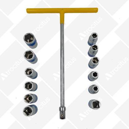 Atrocitus ATC001 13Pc Socket 8mm-19mm 1/2"Square Drive Socket Tool,Hex End Interchangable Socket Set