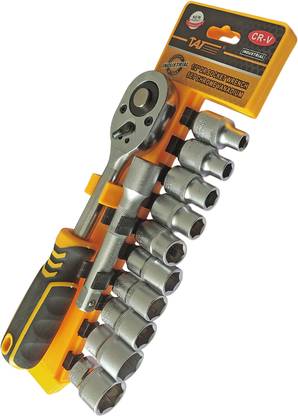 DUMDAAR 12Pcs TAT CRV Quick Release Reversible Ratchet Socket Wrench Set Socket Set