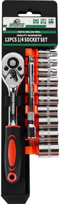 Spartan 1/4" 12 in 1 Heavy Duty Chrome Vanadium Combinational Ratchet Auto Repair & DIY Socket Set