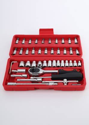 VT ENTERPRISE 46-Piece 1/4-Inch Ratchet Wrench & Socket Tool Kit | Household Hand Repair Set Socket Set