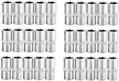 4MECH 8MM Shallow x 30 -1/4" Drive CRV Steel Hardened Home and Professional Use Socket Set