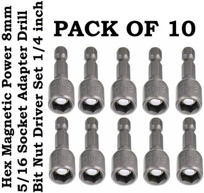 REIOENT QUALITY Magnetic Power 8mm 5/16 Socket Adapter Drill Bit Nut Driver Set 1/4 inch Socket Set